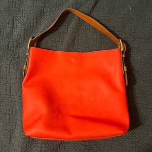 Orange Red leather hobo bag